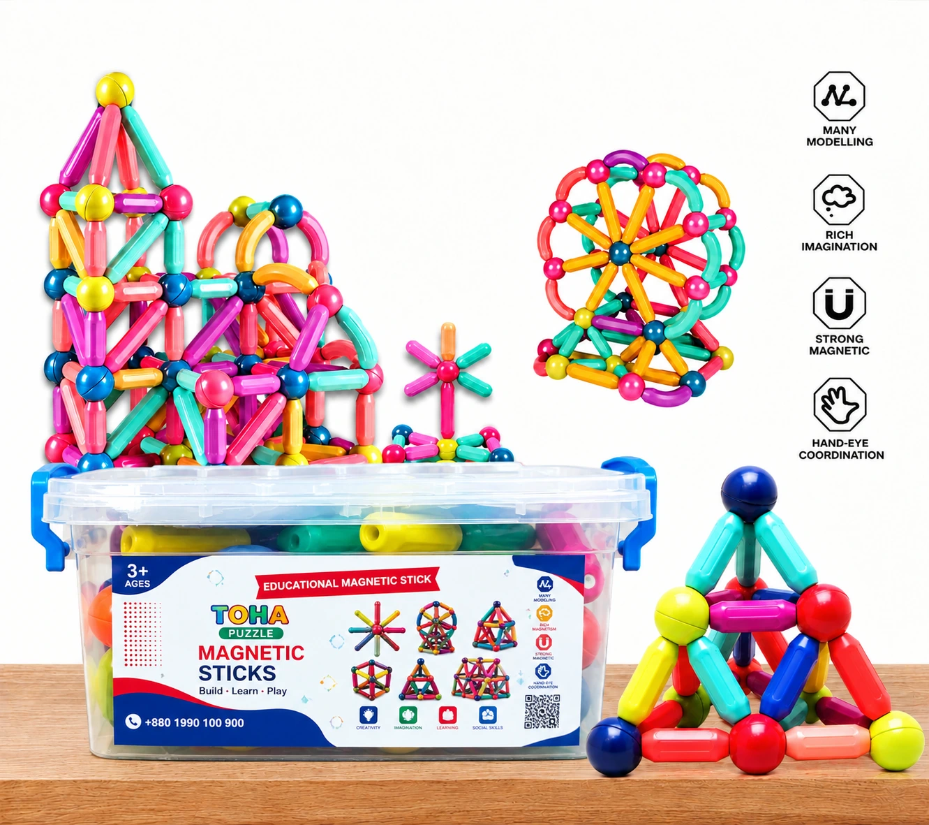 Toha Magnetic Sticks 42 pieces for Kids
