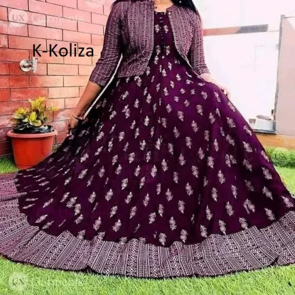 China Linen Fabric Long Kurti with Stylish Koti – Women’s Designer Gown