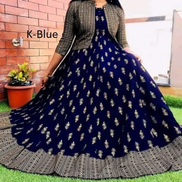 China Linen Fabric Long Kurti with Stylish Koti – Women’s Designer Gown